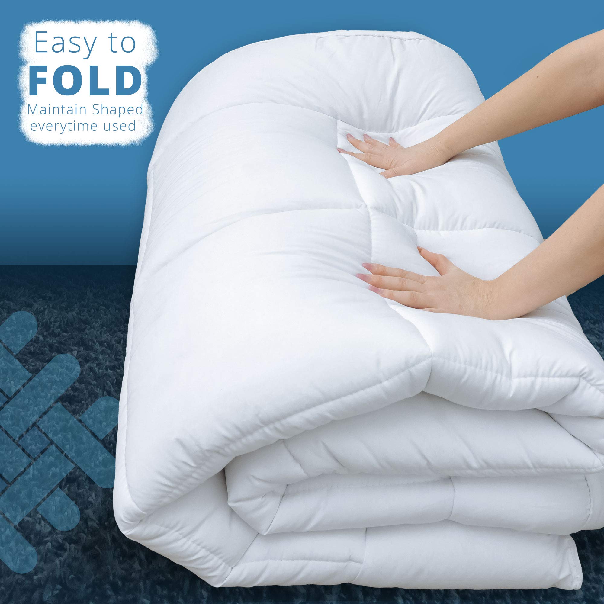 ACRALI HOME Luxury Thick Mattress Topper Double Bed – 4 Inch Extra Thick, Hotel Quality, Quilted and Breathable Topper with Elasticated Corner Straps for Superior Comfort and Fit