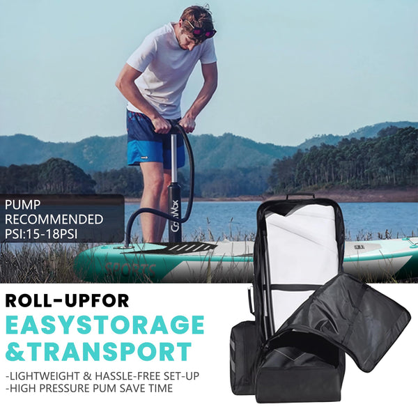 CalmMax Inflatable Stand Up Paddle Board 10'6"×32"×6" SUP Package with Non-Slip Deck, Pump, Paddle, Leash, Waterproof Backpack for Youth & Adult