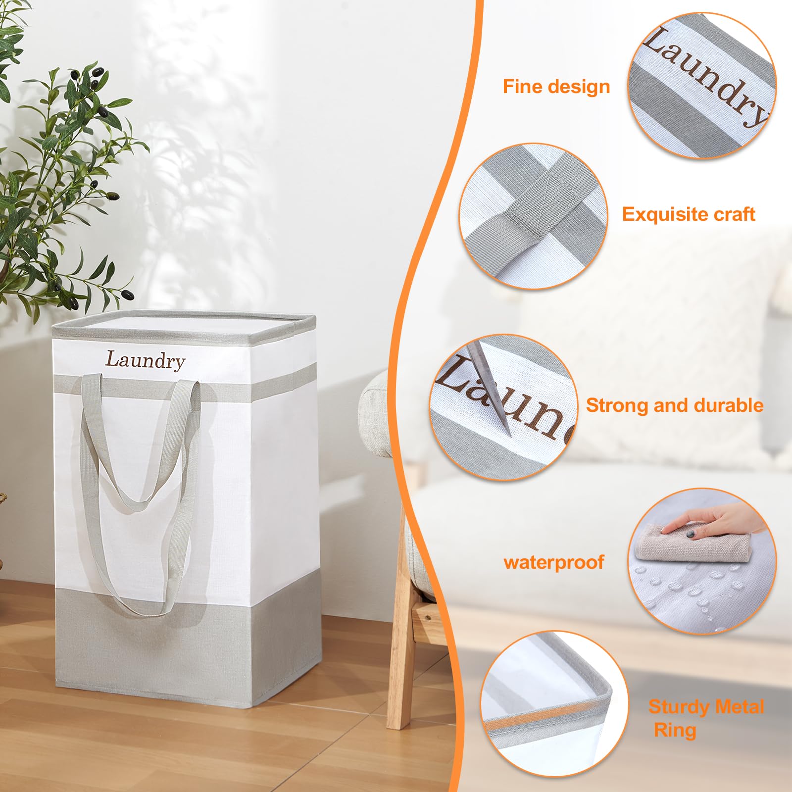 ROSOS Collapsible Foldable Hamper - Extended Double Handle, 80 L Laundry Basket for Bedroom Bathroom Dorm Storage - 1 Pack, Black