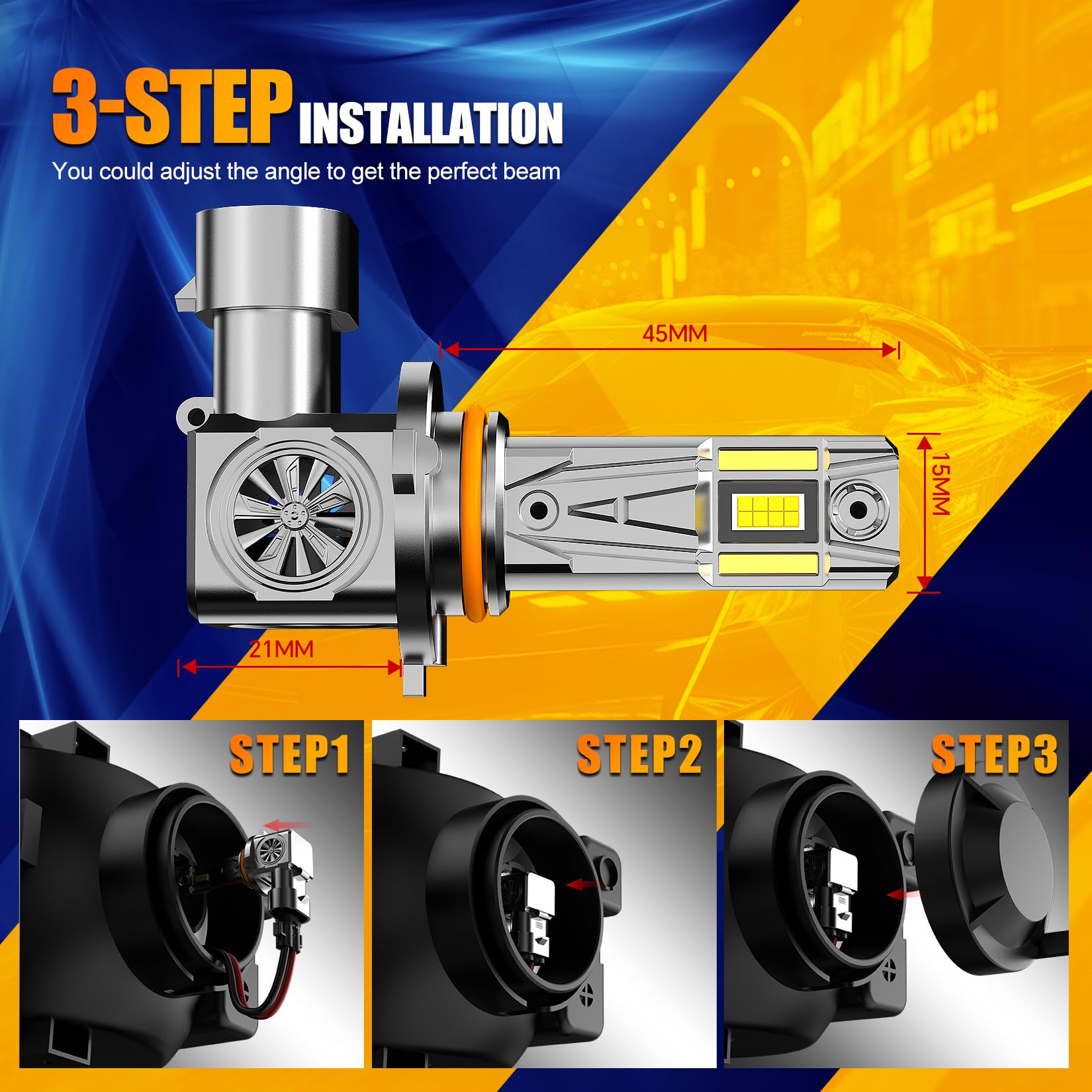 H1 Led Bulb 26000LM 6500K Brighter, 100W Headlight Bulb with Fan, 1:1 Size, IP68 Waterproof, Plug and Play Easy Installation, Pack of 2 (H1)