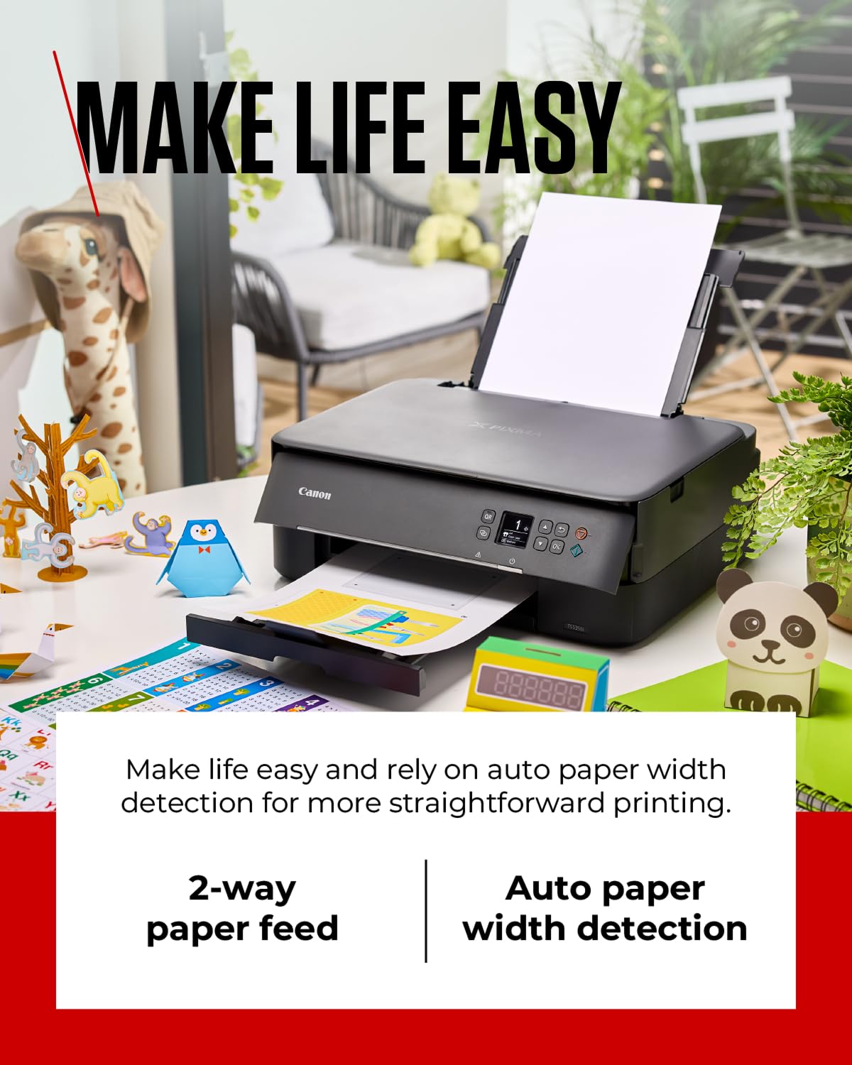 Canon PIXMA TS5350i Wireless Colour 3-in-One Inkjet Printer, Photo Paper Bundle (Black) - Compatible with PIXMA Print Plan; includes PP-201 Glossy II Photo Paper Plus, 20 sheets