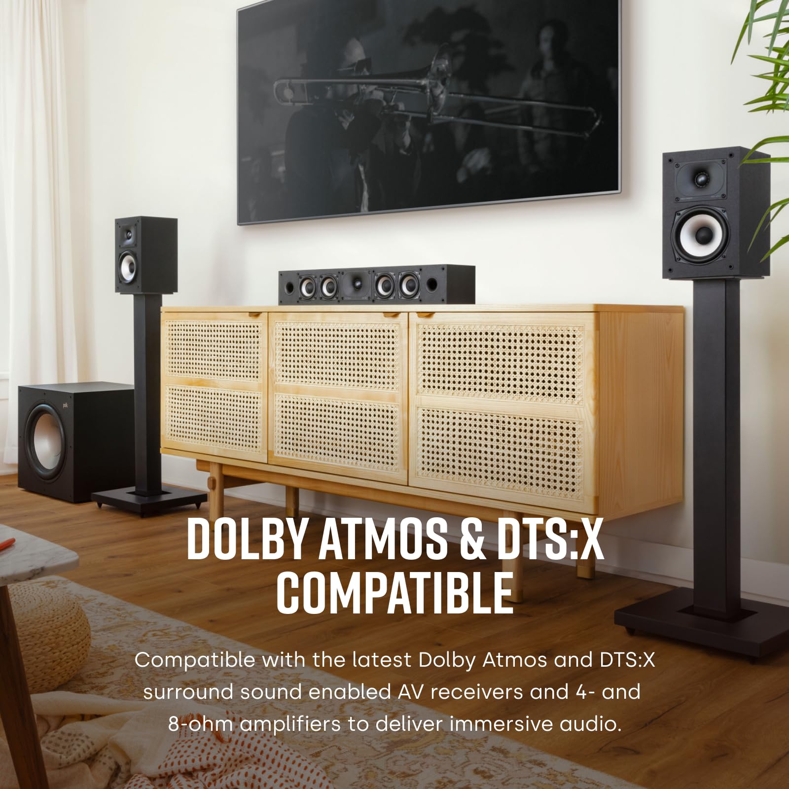 Polk Audio Polk Monitor MXT60 Compact Tower Speaker, HiFi and Home Cinema Speaker, Hi-Res Certified, Dolby Atmos and DTS:X Compatible (1 piece)