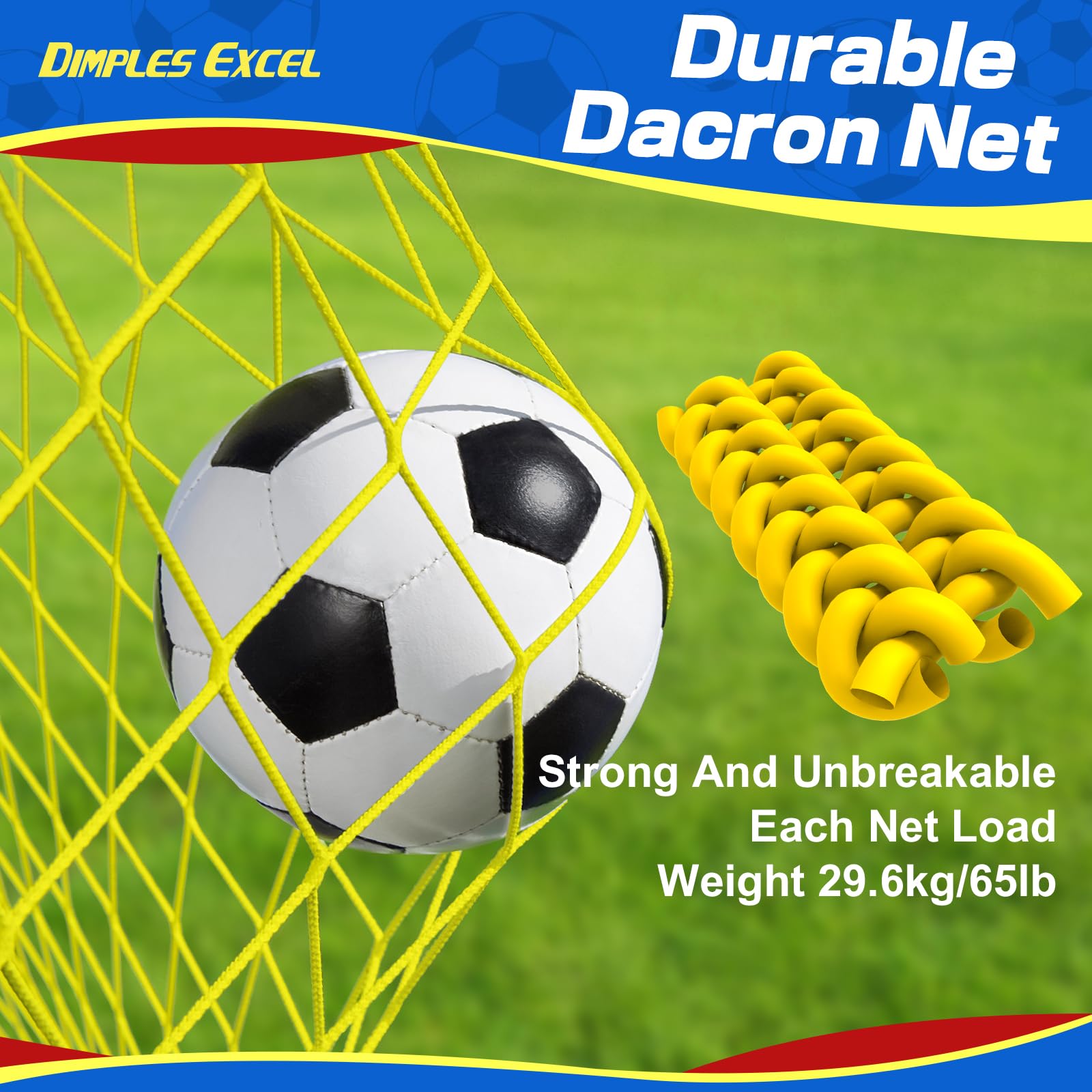 Dimples Excel Football Goal Net for Garden Outdoor Football Training for Football Lover (5'?3.6'- Blue+Yellow)