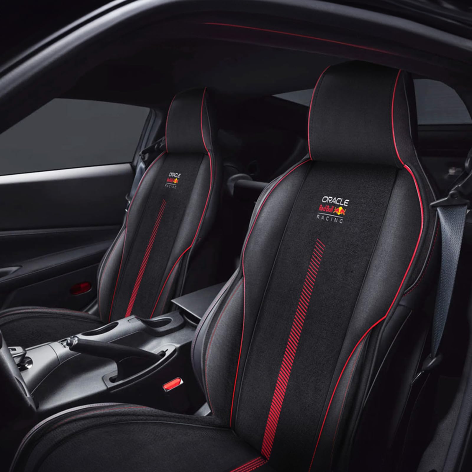 Xtremeauto Red Bull Racing Car Seat Cover – Universal Fit Seat Cover with Non-Slip Base & Elastic Strap, Red Power Bar Design, Cars, Office & Gaming Chairs (PowerBar Edition)