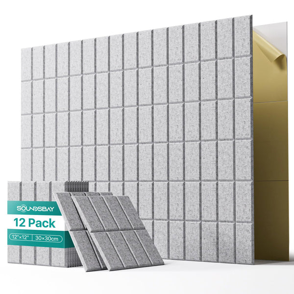 Soundsbay Soundproofing Panels, 12 Pack Acoustic Wall Panels Self-adhesive, 30x30x0.9cm Acoustic Panels for Walls, Ceiling, Home Office