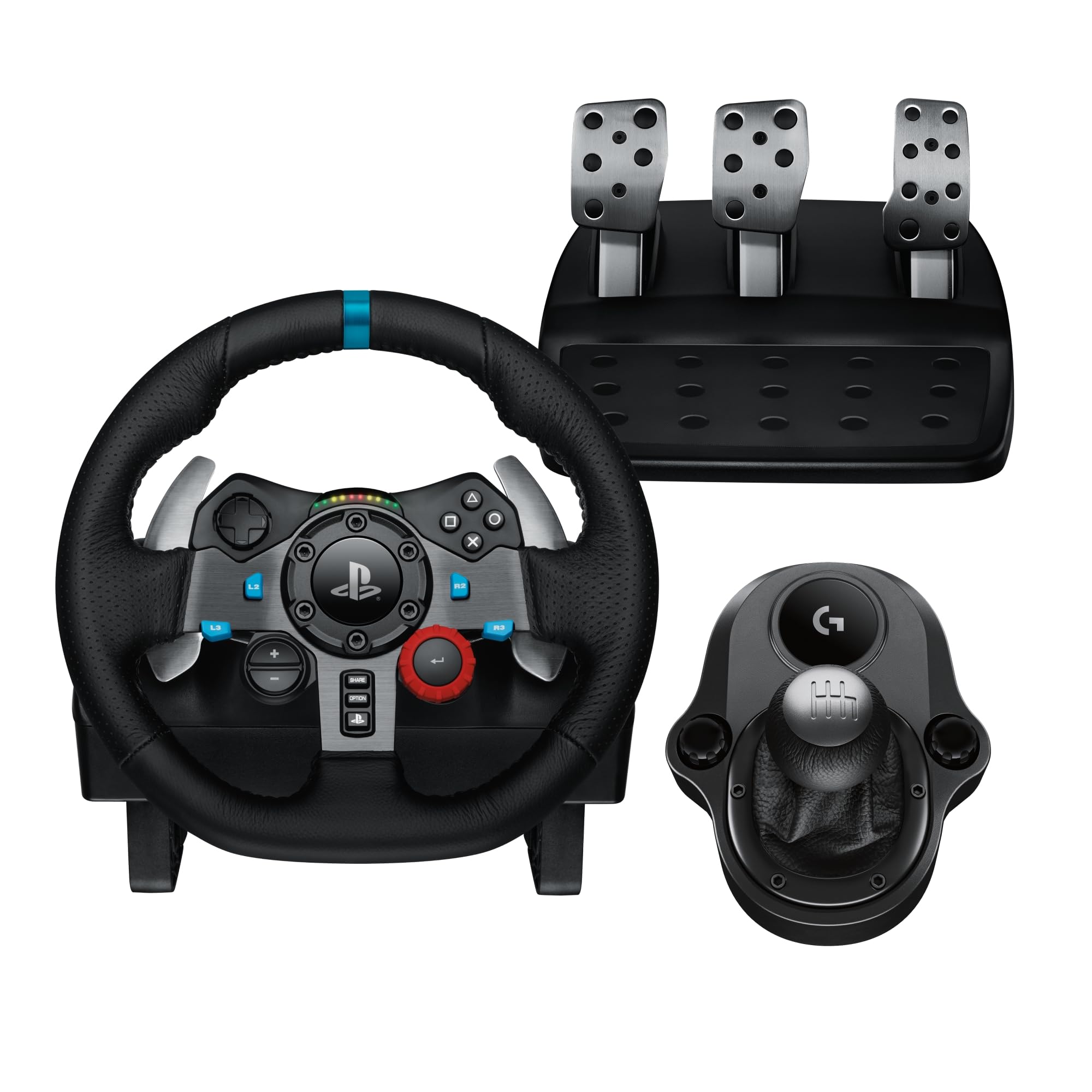 Logitech G29 Driving Force Racing Wheel and Floor Pedals, Real Force Feedback, Stainless Steel Paddle Shifters, Leather Steering Wheel Cover for PS5, PS4, PC, Mac - Black