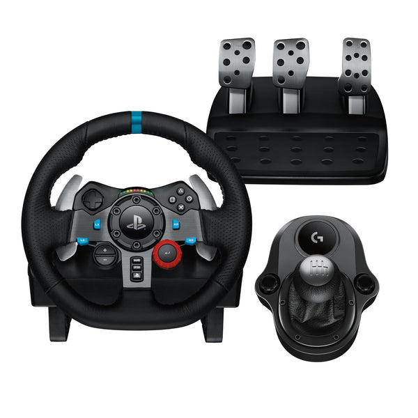 Logitech G29 Driving Force Racing Wheel and Floor Pedals, Real Force Feedback, Stainless Steel Paddle Shifters, Leather Steering Wheel Cover for PS5, PS4, PC, Mac, Black