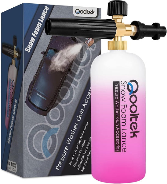 Qooltek Adjustable Foam Cannon 1 Liter Bottle Snow Foam Lance Soap Dispenser Nozzle for Karcher K Series K2 K3 K4 K5 K6 K7 Pressure Washer Accessories[Energy Class A+]