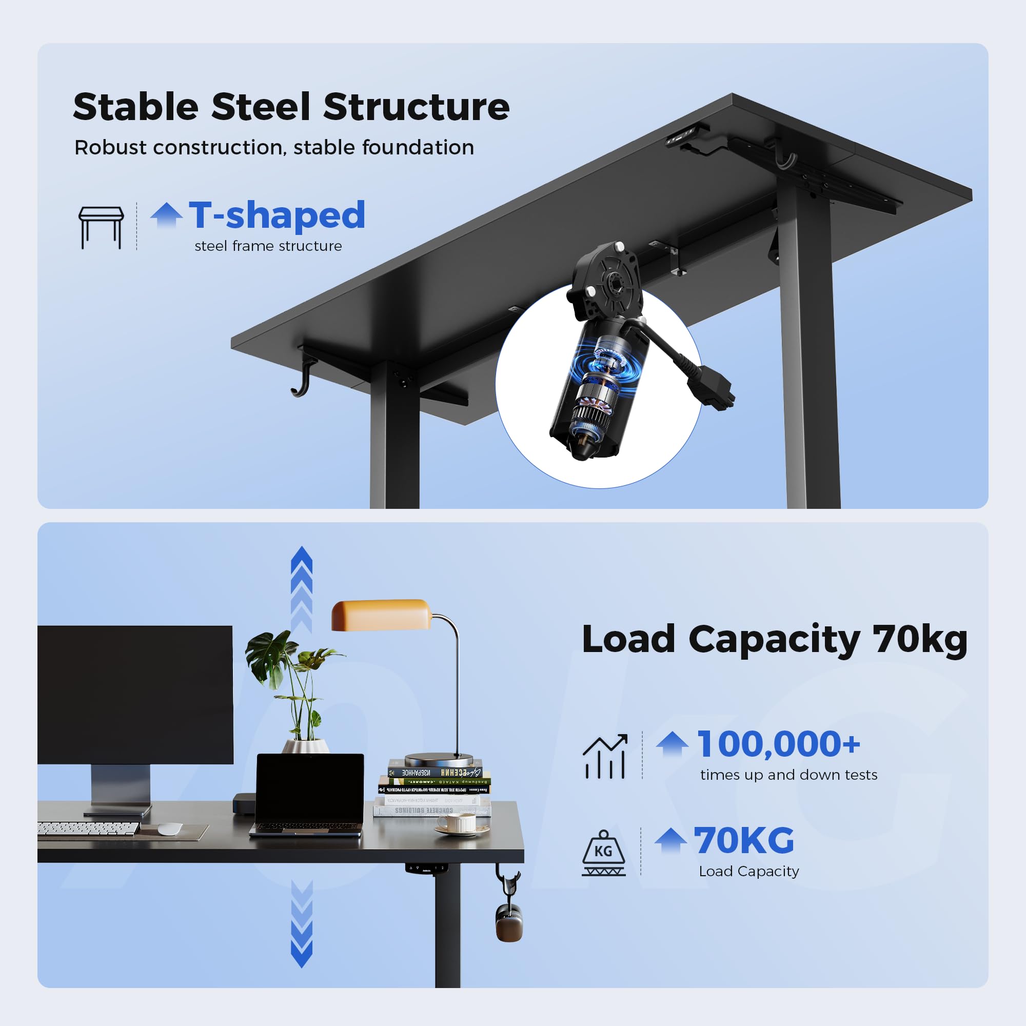 Agilestic L-Shaped Electric Standing Desk, 140cm Height Adjustable Sit-Stand Desk for Home Office, Ergonomic Computer Desk with Spliced Board, White