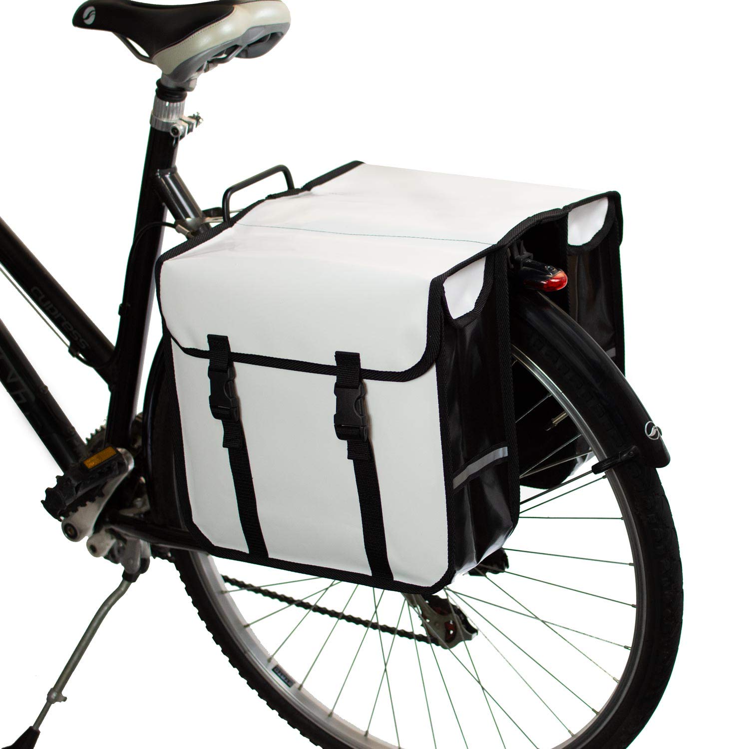 BikyBag Classic CW - Waterproof Bicycle Double Pannier Bag Bicycle Cycle Bike Shopping (White)