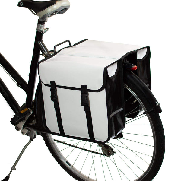 BikyBag Classic CW - Waterproof Bicycle Double Pannier Bag Bicycle Cycle Bike Shopping (White)