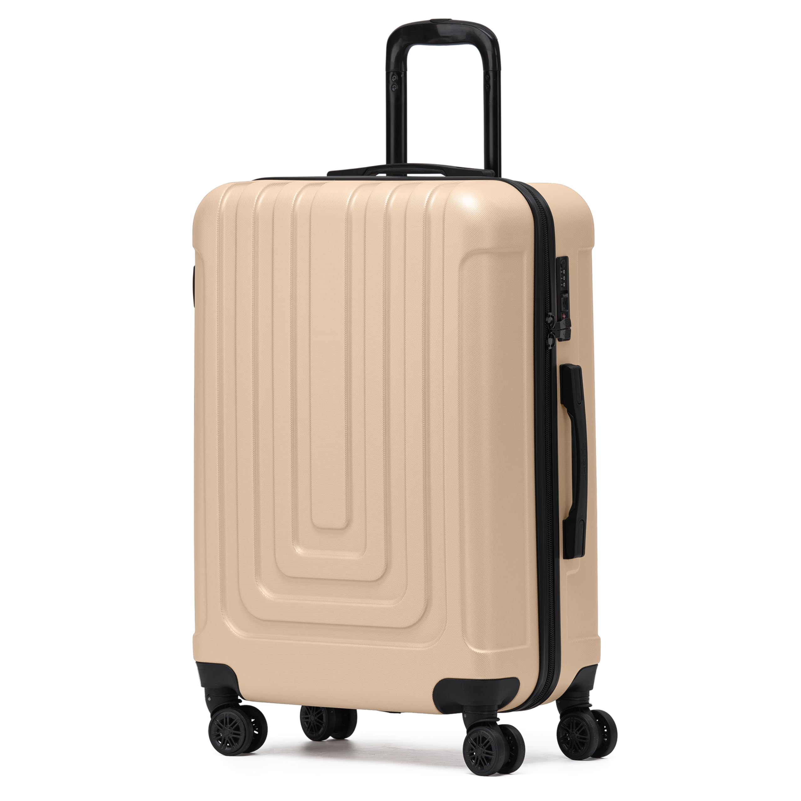 Flight Knight Premium Lightweight Suitcase - Built-in TSA Lock - 8 Spinner Wheels - ABS Hard Shell Check in Highly Durable Luggage - Medium - 67x45x26cm