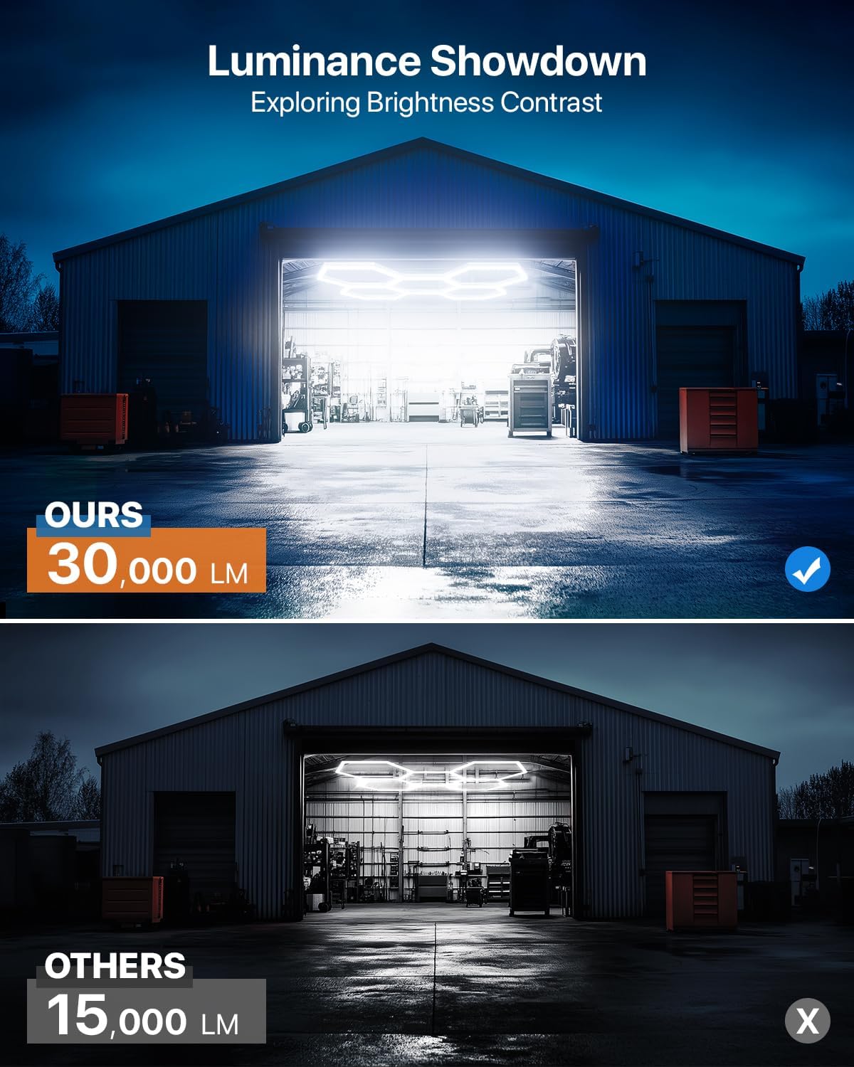 Lphianx Hexagon Led Garage Light, 25 Pack Hex Lighting, 200w 30000lm 6500k Hexagon Lights, for Garage, Basement, Warehouse, Car Beauty Salon, Hexagon Led Lights