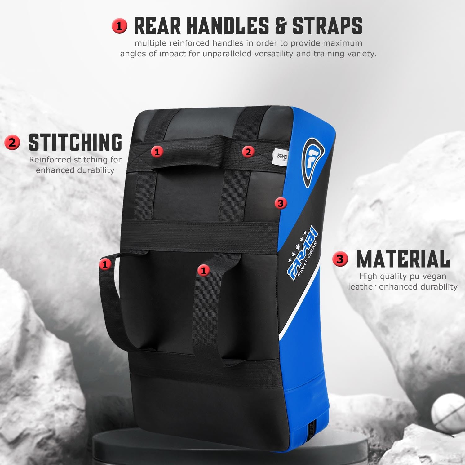 Farabi Kick Shield Strike Thai Pad Curved Large Boxing MMA Training x 1 unit (Black/Blue)