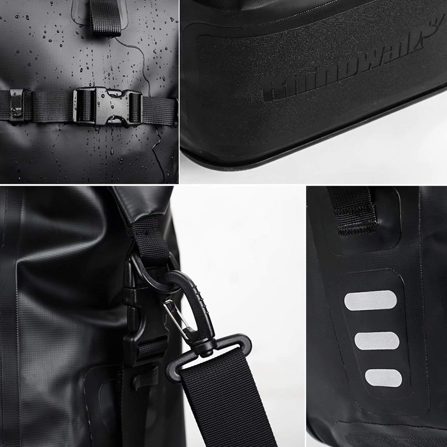 Rhinowalk Bike Bag Waterproof Bicycle Pannier Rear Seat Bag for Cycling Bicycling Traveling Riding, Black