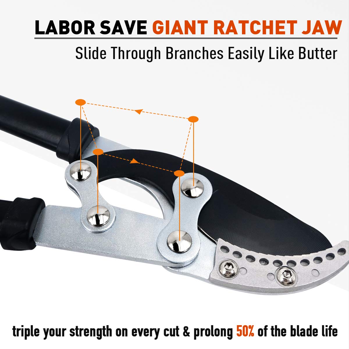 Jardineer Anvil Loppers Shears - Loppers for Gardening Heavy Duty with Pruning Shears & Spare Blade, Effortless Pruning Tree Loppers,Long-Lever Branch