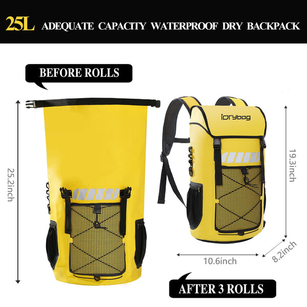 IDRYBAG Waterproof Backpack for Men 25L/45L, Dry Bags Waterproof Bag Kayak, Waterproof Dry Bag Backpack Hiking