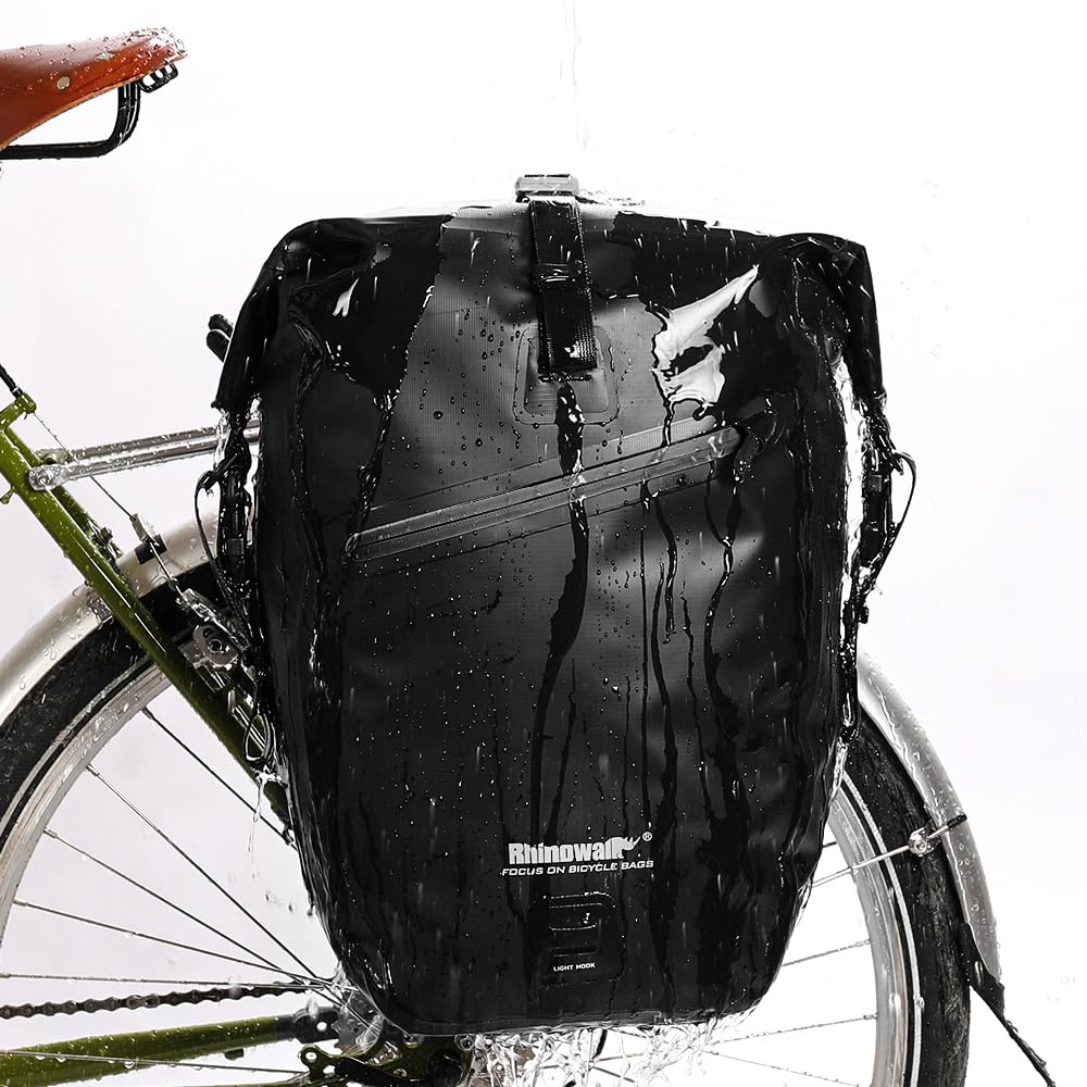 Rhinowalk Bike Bag Waterproof Bike Pannier for Biycle Cargo Rack 25-27L Postman Saddle Bag Shoulder Bag Laptop Pannier Rack Bicycle Bag Professional