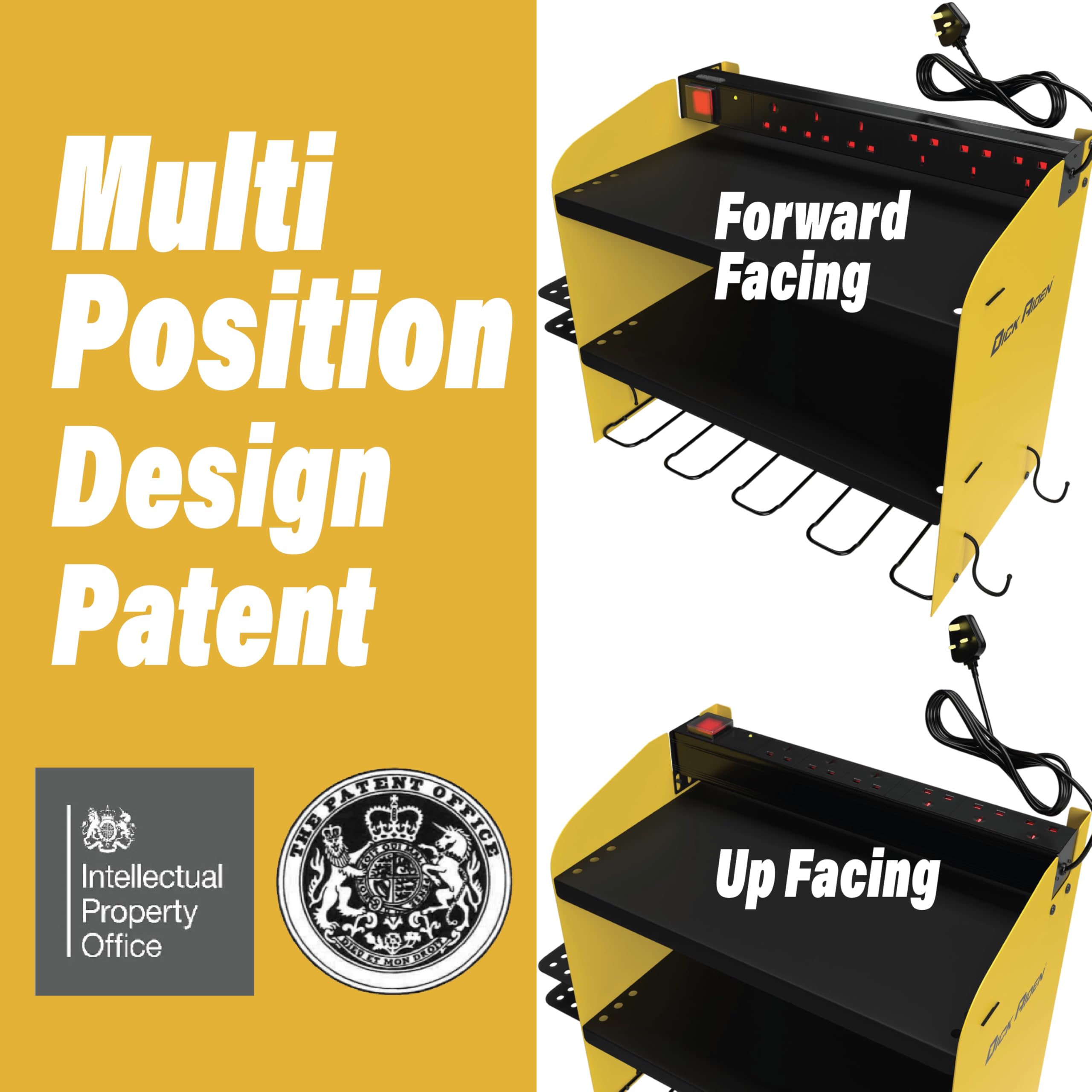 Toolganize Power Tool Organiser, Storage Rack with Power Strip Charging Station, Heavy-Duty for Workshop & Garage Tools - 4 Slot, Milwaukee Red.