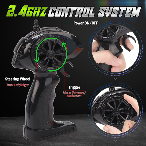 RUIDYA Kids RC Race Cars, 2.4GHz 1:18 Scale Off-road Remote Control Car Toy for Children with LED Light, Rechargeable High Speed All Terrain RC Drift Vehicle, Birthday Gift for 3+ Year Old Boys Girls