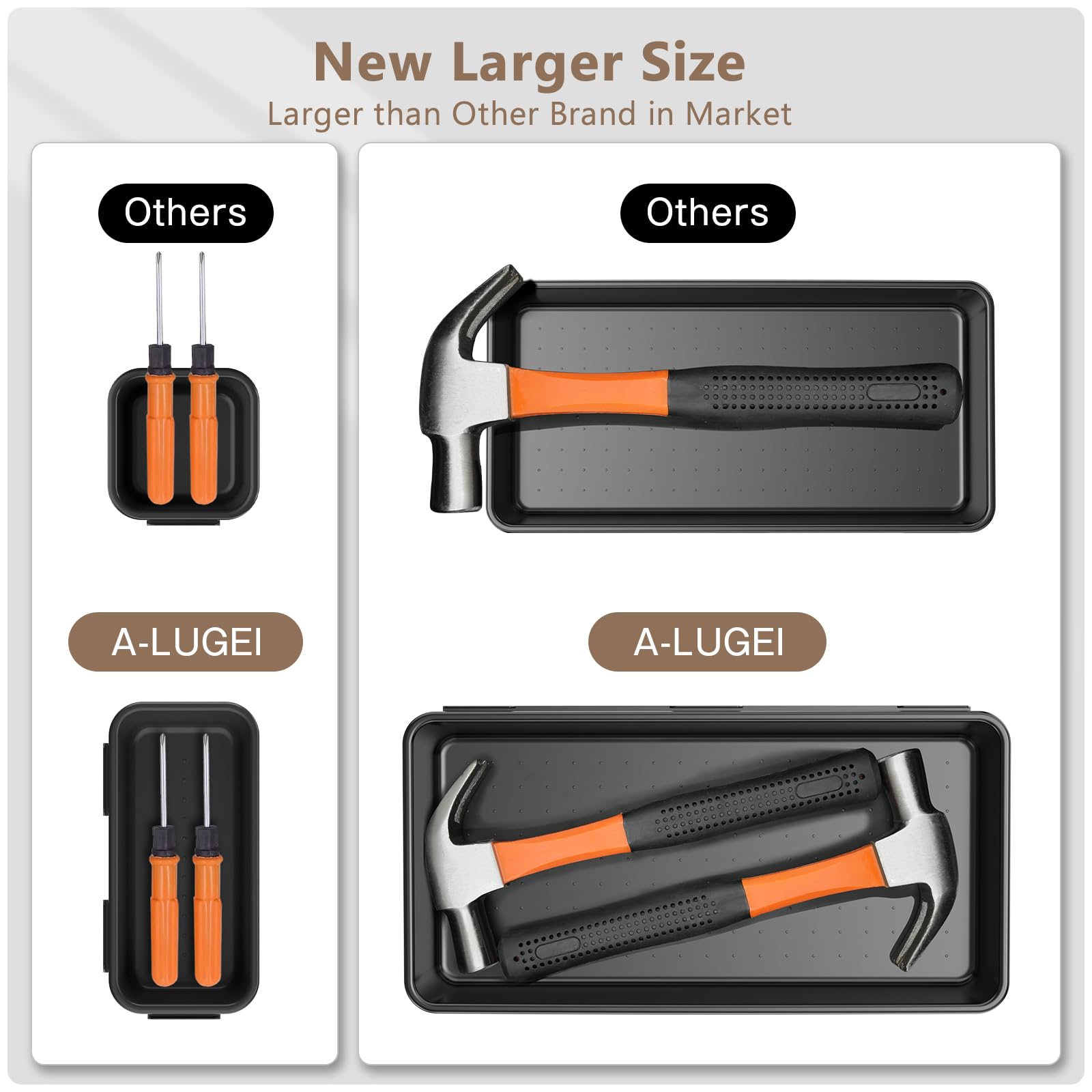 A-LUGEI【𝟲𝟵𝗣𝗰𝘀】【𝟱 𝗦𝗶𝘇𝗲】 Tool Box Organiser Tray Divider Set, 【Black】 Desk Drawer Organiser, Garage Organisation and Storage Toolbox Accessories Rolling Tool Chest Cart Cabinet Workbench