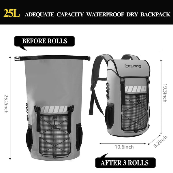 IDRYBAG Waterproof Backpack for Men 25L/45L, Dry Bags Waterproof Bag Kayak, Waterproof Dry Bag Backpack Hiking