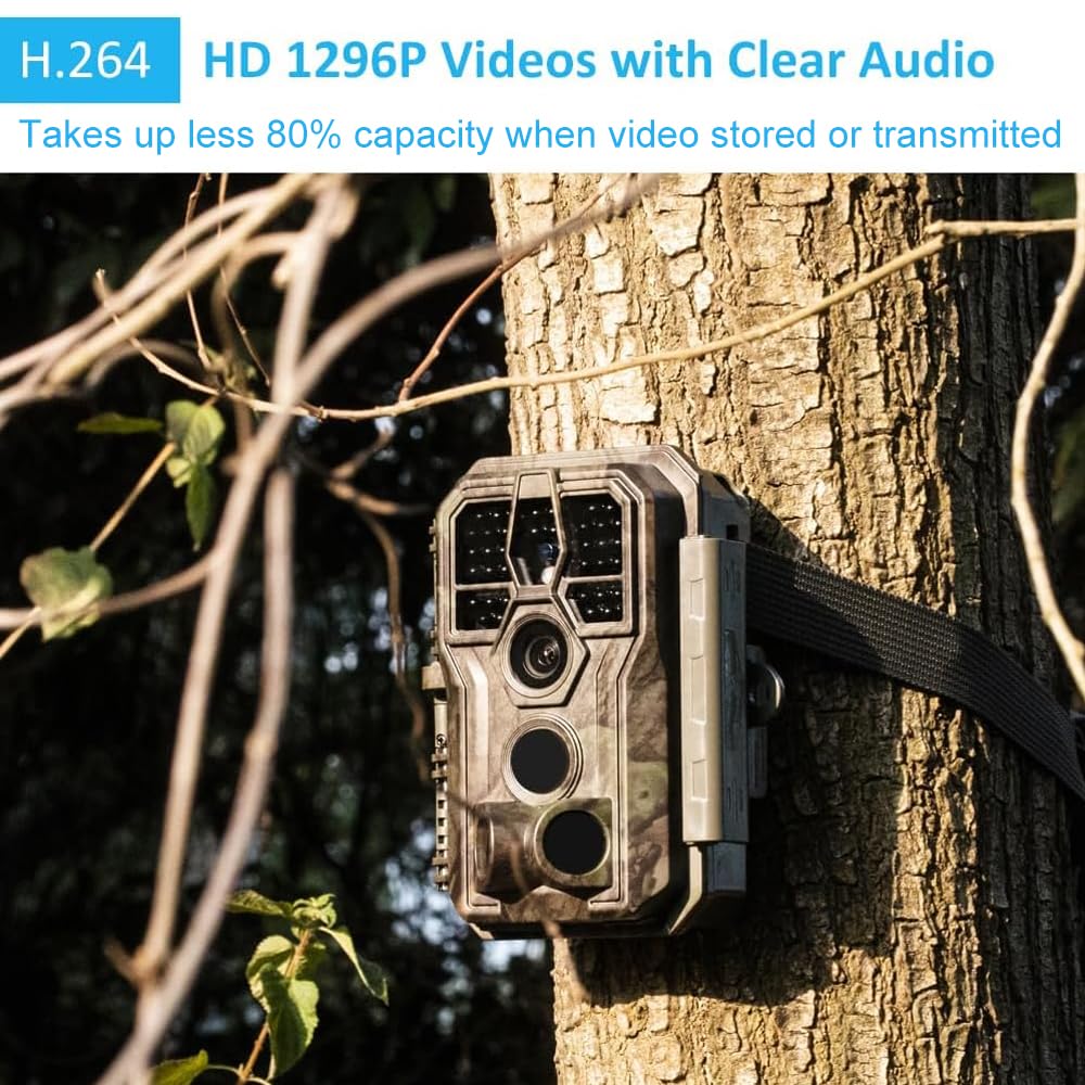 GardePro E5S Wildlife Camera, 64MP 1296p Trail Camera, H.264 Video, 100ft Night Vision, Ultra-fast 0.1s Motion Activated, Garden Camera Trap