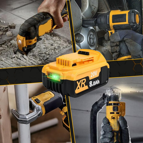 2 Pack 8.0Ah DCB182 Replacement for Dewalt 18V Battery, Compatible with Dewalt Batteries DCB200 DCB184 DCB101 DCB107 DCB112 DCB105 DCB115 DCB203 with LED Indicator