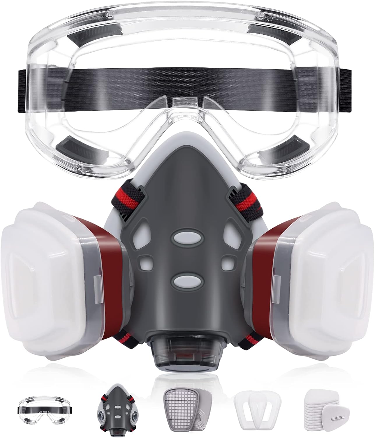 Reusable Protective Face Mask, Painting Dust And Gas Mask, Replaceable 10 Filter Cotton, Suitable For Various Workplaces, Painting, Workshops, Factories, Etc