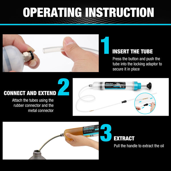 DURATECH 200cc Engine Oil Extractor Fluid Suction Pump| Keeps Engine Bay Clean with Oil Syringe | Oil Syringe and Fluid Extractor Change Engine Oil Efficiently | Suction Pump for Variety Applications