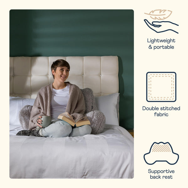 icon Teddy Bear Fluffy Fleece Cuddle Cushion, Grey, Reading Pillow, Back Support Cushion, Back Support Pillow for Bed with filling included, Ideal as