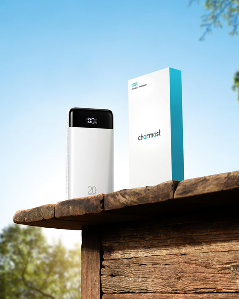 Charmast Power Bank 20000mAh with built-in Cables,Fast Charging 20W PD QC Quick Charge Portable Charger USB C compatiable with Smartphones Tablets and More