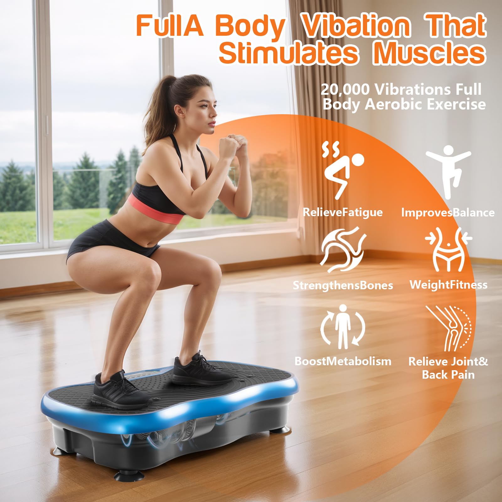 Vibration Plate Exercise Machine，Vibration Plate Fitness Platform Exercise Machine 10 Modes Full Body Workout Vibrating Fitness Platform Weight Loss Women Men Shaping Wellness Home Gym Equipment