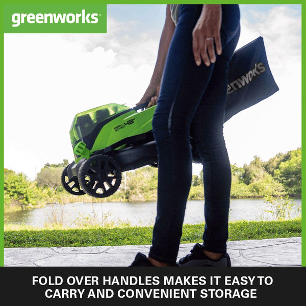 Greenworks G24X2LM36K4X Cordless Lawnmower for Lawns up to 420m², 36cm Cutting Width, 40L Bag PLUS Two of 2x24V(48V equivalent) 4Ah Batteries & Twin Charger, 3 Year Guarantee