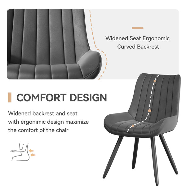 Hawthyhome Dining Chairs Set of 4 |Upholstered Chairs with 10cm Thick Seat Cushion •Upholstered Fabric Dining Chair •Kitchen Chair with Backrest •Modern Armchairs with Metal Legs •Dark Grey