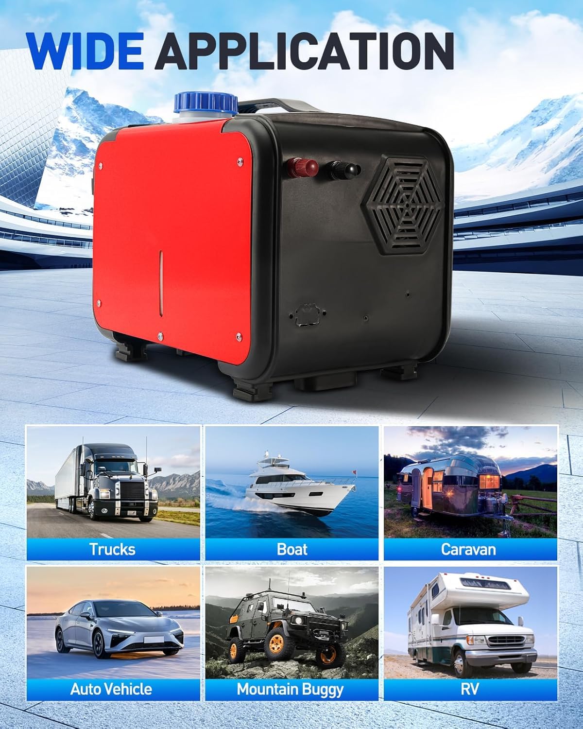 ShockFlo 12V 5KW Diesel Air Heater, All in One Parking Heater Kit with Remote Control, Silencer and LCD Display, Fast Heating, for RV Truck, Motorhomes, Boat, Bus, Car Trailer, Caravans