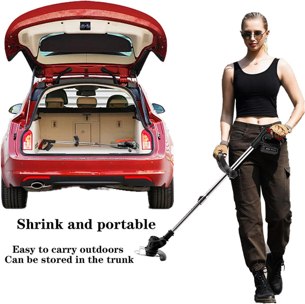 SMILOVII 24V Cordless Strimmer, Telescopic Lightweight Grass Trimmer with 6xMetal Blades & 10xPlastic Blades, 2 x 2000mAh Battery, Electric Garden Strimmer Grass Cutter for Lawn Edger Pruning Weed