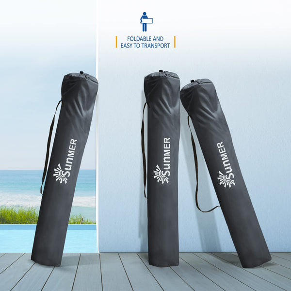 SUNMER Set of 2 Folding Camping Chairs, Extra-Wide Lightweight Outdoor Chairs with Armrests, Cup Holder and a Side Pocket, 120kg Capacity per Chair - Black