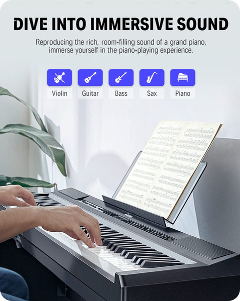 Donner Digital Piano Keyboard Weighted 88 Keys with Piano Stand, Beginner Home Electric Piano with Furniture Stand and Triple Pedal, DEP-20 Real Piano Touch
