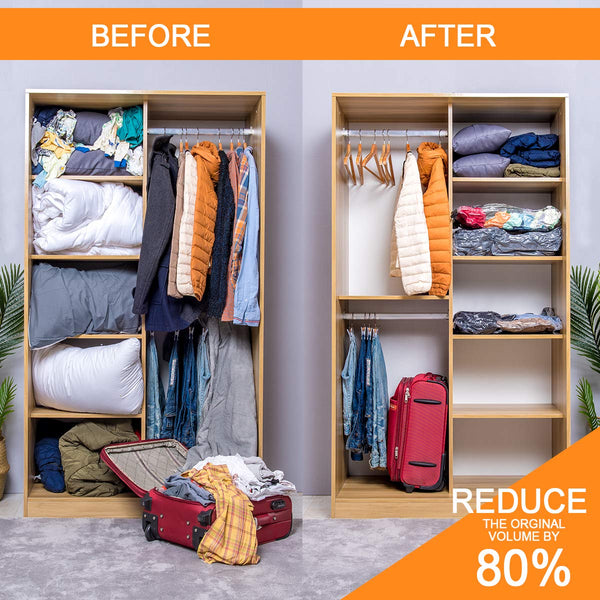 GONGSHI Vacuum Storage Bags (3 x Jumbo, 3 x Large, 3 x Medium, 3 x Small), Space Saver Sealer Compression Bags with Travel Hand Pump