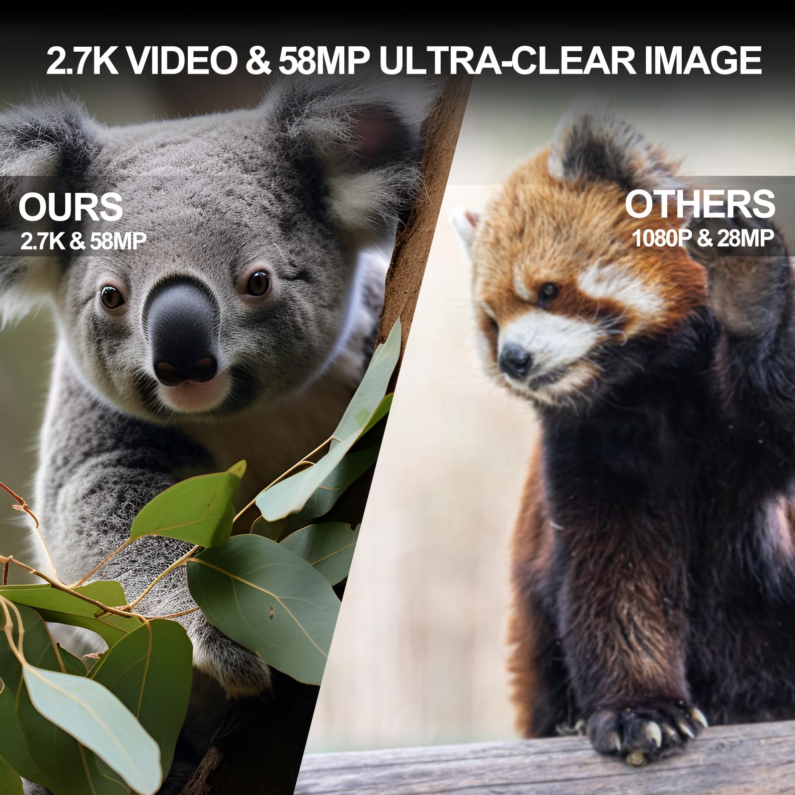 Wildlife Camera 2.7K Trail Camera 58MP with 960nm IR LEDs Night Vision Motion Activated Hunting Camera IP66 Waterproof 0.2s Trigger Time Game Camera for Wildlife Monitoring with 32GB Card&Card Reader