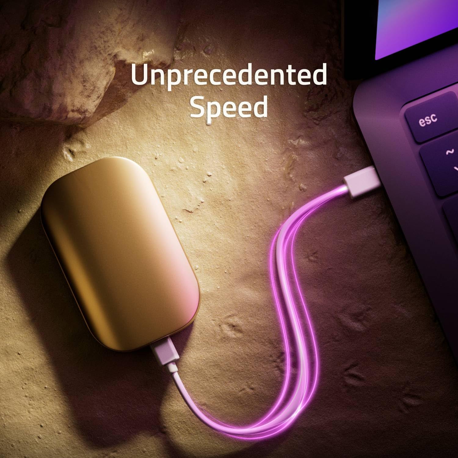 SK hynix Beetle X31 1TB External SSD with DRAM - up to 1050MB/s, USB C 3.2 Gen2, External Solid State Drive for PC/Mac/Tablet/Android/Gaming Consoles (Champagme Gold)