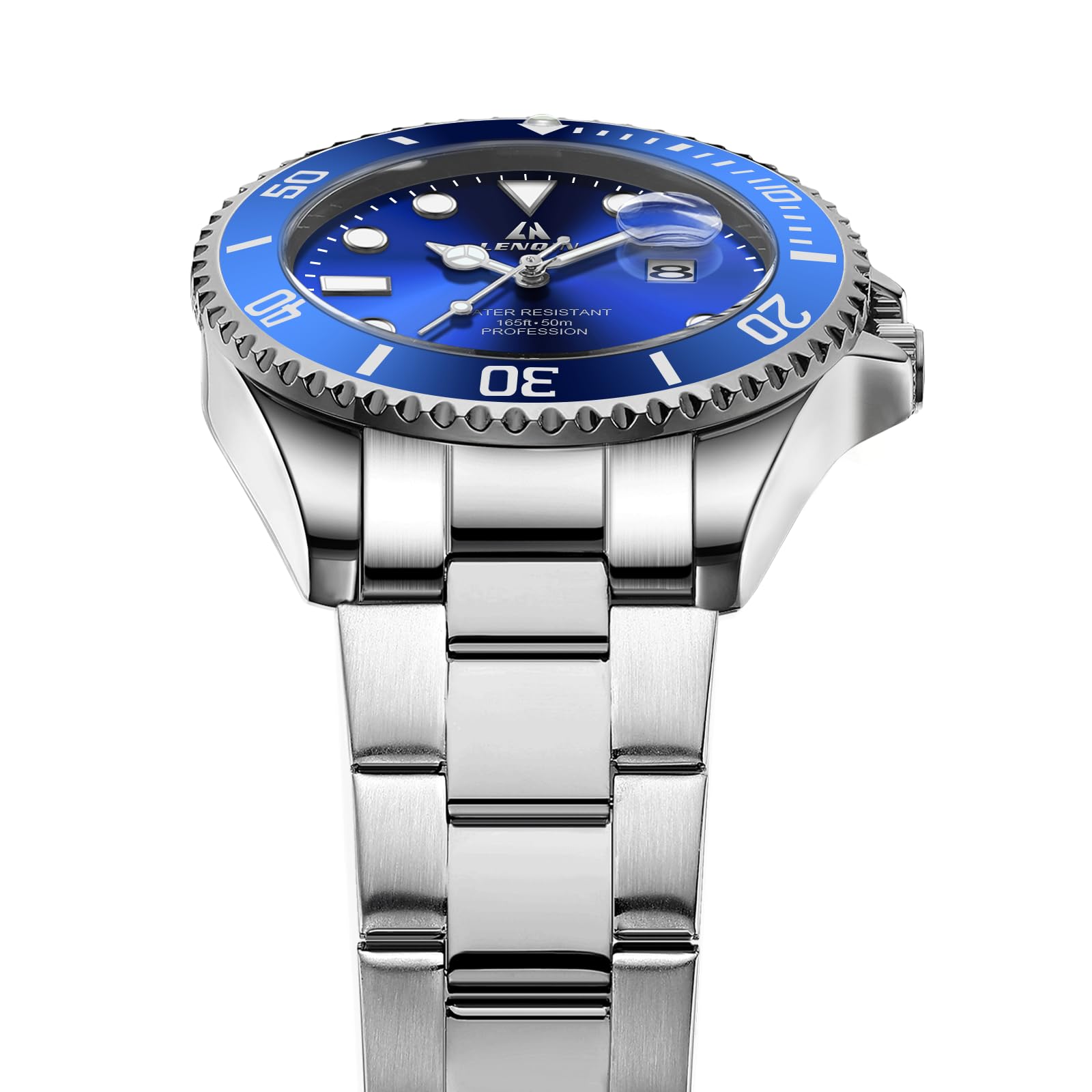 LN LENQIN Mens Watches Stainless Steel Watches Men Waterproof Analog Quartz Watch Men's Wrist Watches with Date Fashion Casual Man Watch