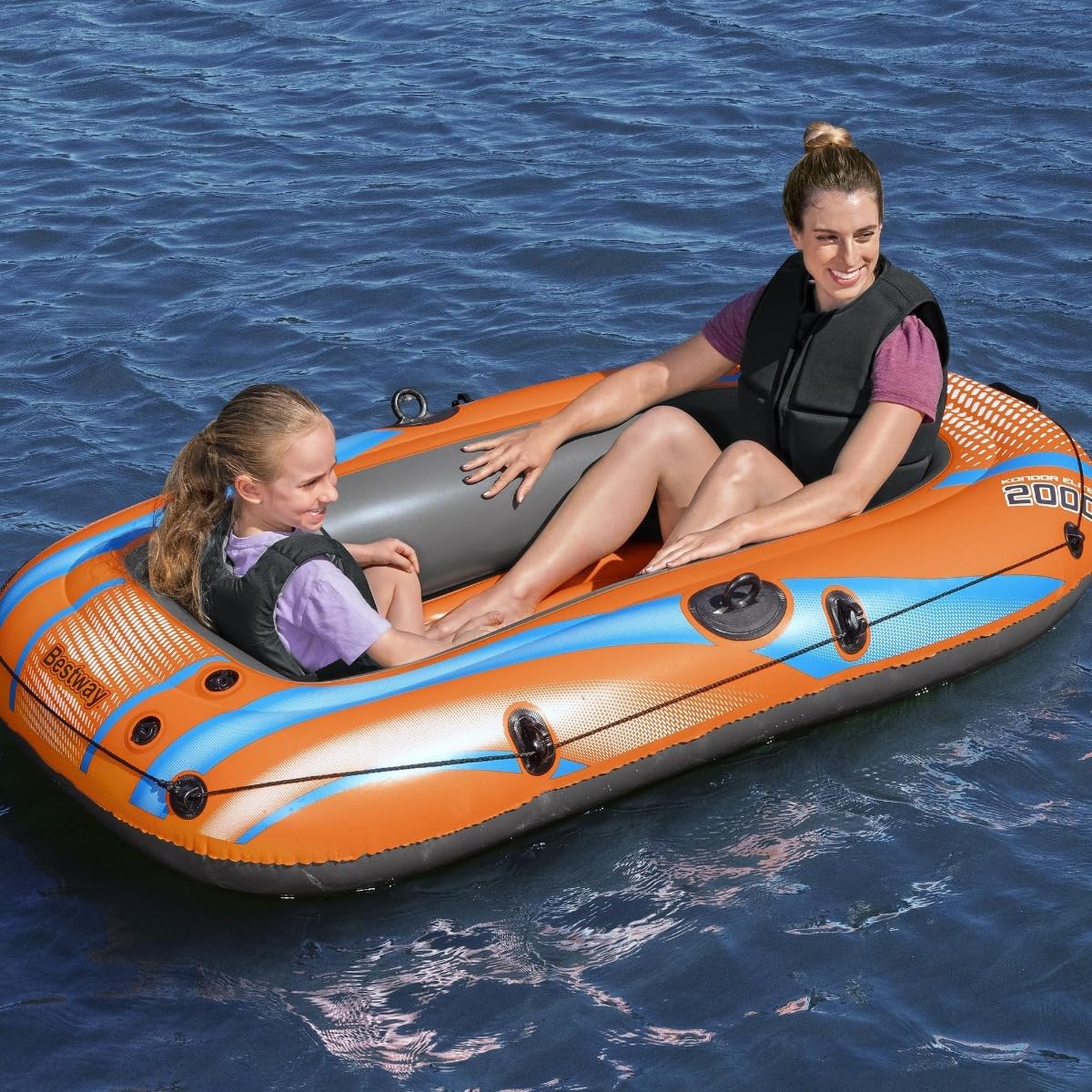 Bestway Inflatable Boat, Kondor Elite 2000, One-man Raft Heavy Duty Handles, Interlocking Valves, Multiple Sizes