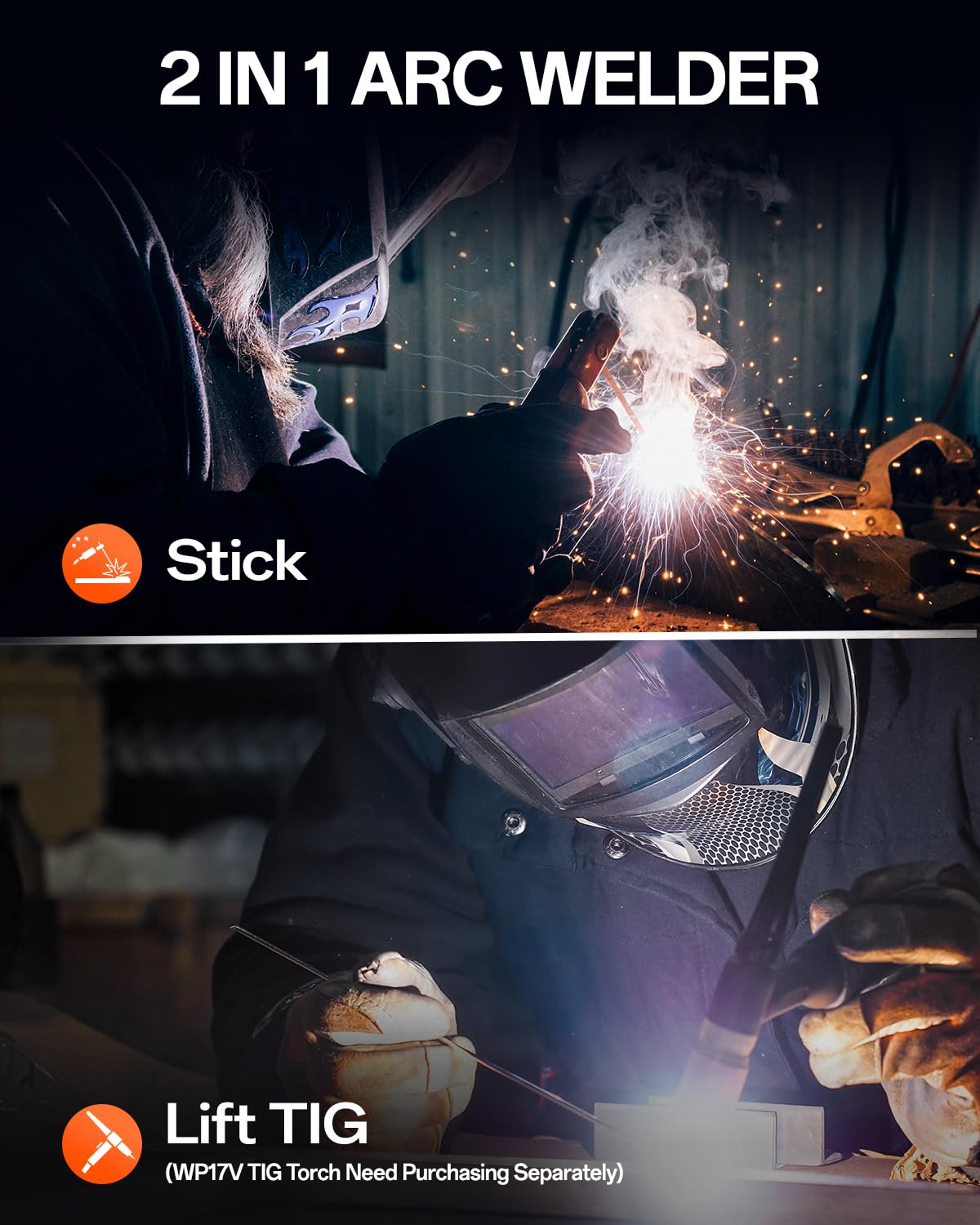 HITBOX 160A Stick Welder, 2 in 1 Lift TIG MMA ARC Welding Machine, 240V Portable Welder with Arc Force, Hot Start, Anti-Stick, LCD Digital Display, IGBT Inverter Welder for Home and Professional Use