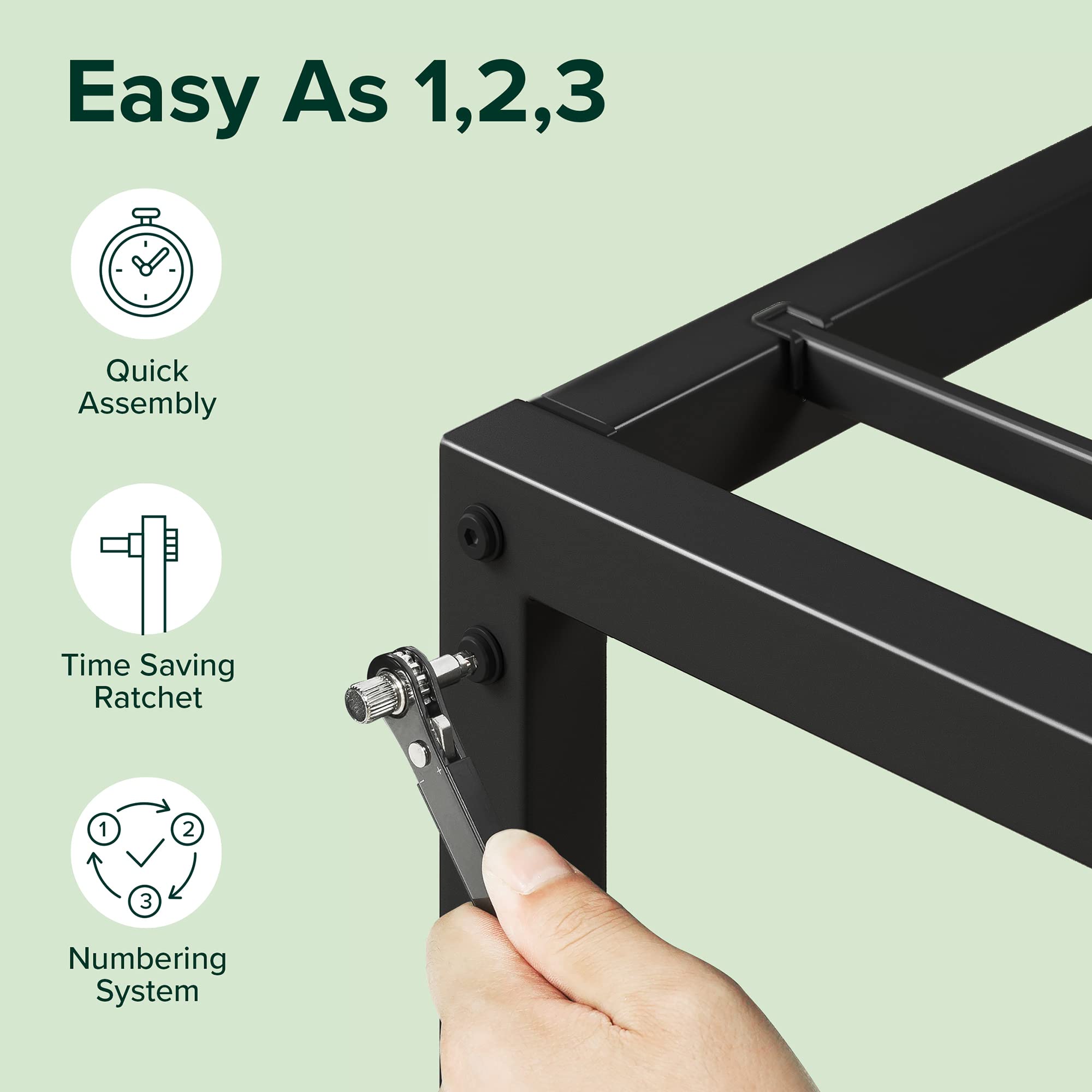 Zinus Figari Double Bed frame - Bed 135x190 cm - 31 cm Height with Underbed storage - Sustainable Bamboo and Metal Platform Bed frame with Slatted Headboard - Brown and Black