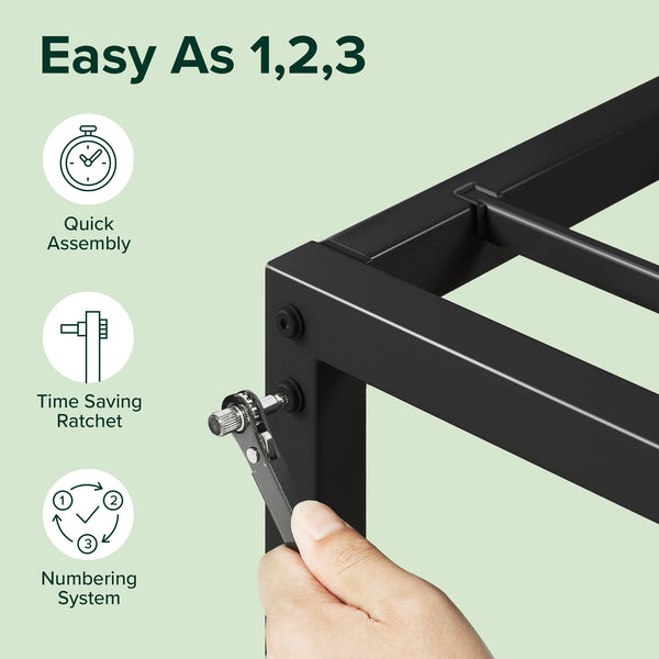 Zinus Figari Double Bed frame - Bed 135x190 cm - 31 cm Height with Underbed storage - Sustainable Bamboo and Metal Platform Bed frame with Slatted Headboard - Brown and Black