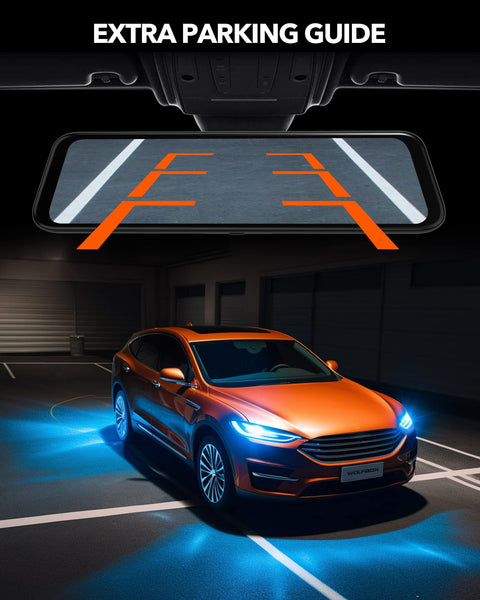 WOLFBOX G840S 12" 4K Mirror Dash Cam with 5.8GHz WiFi, 2160P Full HD Smart Rearview Mirror for Cars & Trucks, Front and Rear Dual Cameras, Night Vision, Reverse Assist, Included 32GB Card & GPS