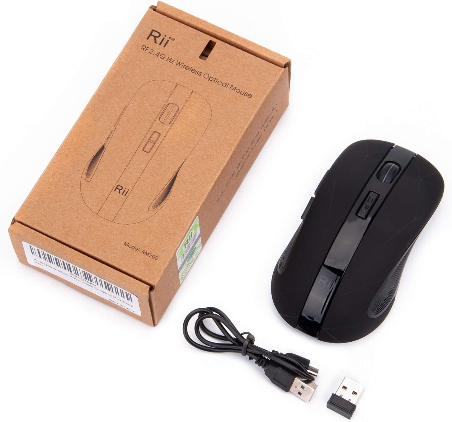 Rii RM200 Wireless Mouse,Rechargeable Gaming Mouse with USB Nano Receiver,5 Buttons for Casual Gaming, Notebook,PC,Computer Office Home Work