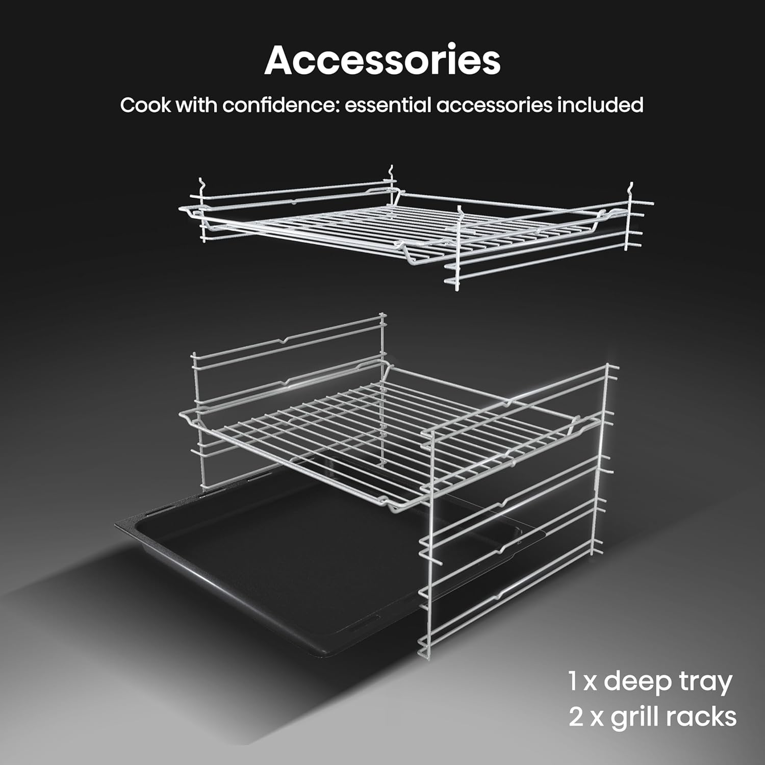 Hisense HDUKC60B 60cm Electric Cooker with Ceramic Hob-Black, A Rated Double Oven 50L/80L [Energy Class A]